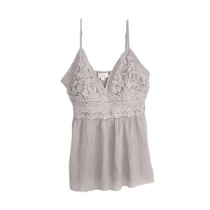 Rebellion Again Grey Floral Crochet Sleeveless Top Medium Lightweight Sheer